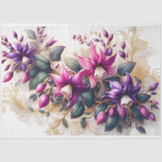 Fuchsia Flora Decoupage Tissue Paper Tissuepapier (Voorkant)