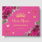 Fuchsia Floral Gold Quinceanera Sweet 16 Anniversa (Recto)