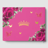 Fuchsia Floral Gold Quinceanera Sweet 16 Anniversa (Verso)