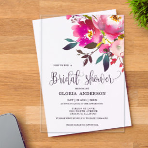 Fuchsia Floral Vrijgezellenfeest Acryl Uitnodigingen