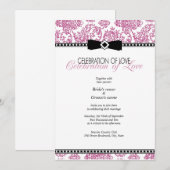 Fuchsia Floral Wedding Invitation Kaart (Voorkant / Achterkant)