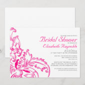 Fuchsia Flourdir Invitations de douche nuptiale (Devant / Derrière)