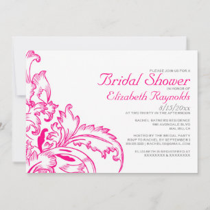 Fuchsia Flourdir Invitations de douche nuptiale