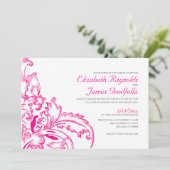 Fuchsia Flourish Wedding Invitations (Debout devant)