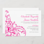 Fuchsia Flourish Wedding Invitations (Devant / Derrière)