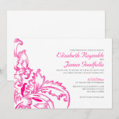Fuchsia Flourish Wedding Invitations Kaart (Voorkant / Achterkant)