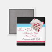 Fuchsia Flower Pink & Aqua Save the Date Magnet (Recto/Verso)