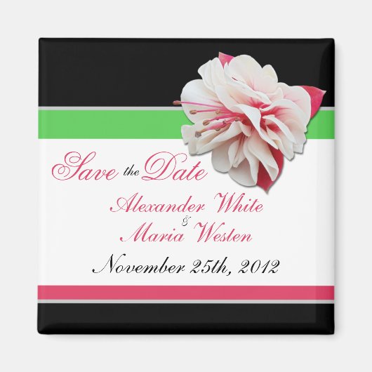 Fuchsia Flower Pink & Green Save the Date Magnet Magneet (Voorkant)