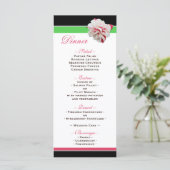 Fuchsia Flower Pink & Green Wedding Reception Menu (Debout devant)