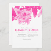 Fuchsia Flower Wedding Invitations Kaart (Voorkant / Achterkant)
