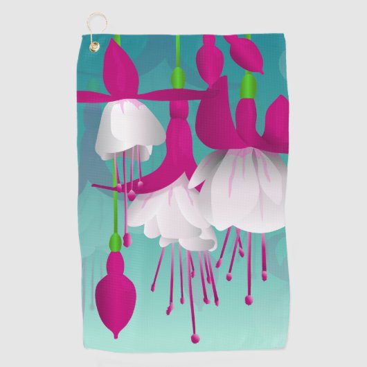 Fuchsia Flowers Golfhanddoek (Voorkant)