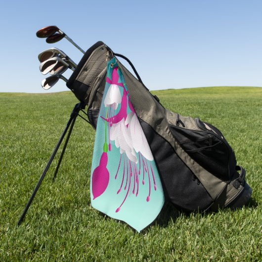 Fuchsia Flowers Golfhanddoek (Groen)