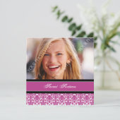 Fuchsia Foto 16e verjaardag Kaart (Staand voorkant)
