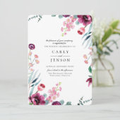 Fuchsia Garden Bloemen Huwelijksuitnodiging Kaart (Staand voorkant)