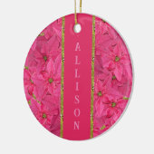 Fuchsia gekleurde poinsettias, bloemenpatroon op m keramisch ornament (Links)