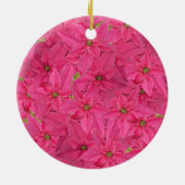 Fuchsia gekleurde poinsettias, bloemenpatroon op m keramisch ornament (Achterkant)