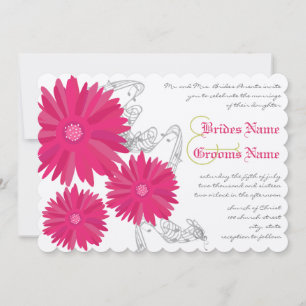 Fuchsia Gerber Daisy Faire-part de mariage