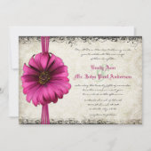 Fuchsia Gerber Daisy Invitation de Mariage (Devant)
