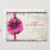 Fuchsia Gerber Daisy Invitation de Mariage (Devant)