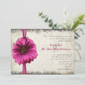 Fuchsia Gerber Daisy Invitation de Mariage (Debout devant)