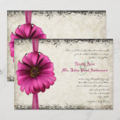 Fuchsia Gerber Daisy Invitation de Mariage (Devant / Derrière)