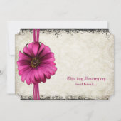 Fuchsia Gerber Daisy Wedding Invite Kaart (Achterkant)