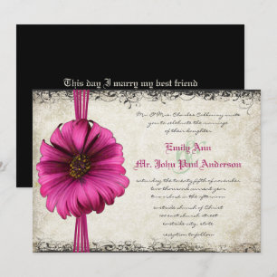 Fuchsia Gerber Madelief Bruiloft Invite Kaart