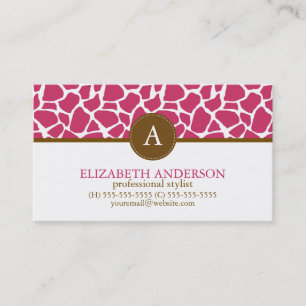 Fuchsia Giraffe patroon monogram Visitekaartje