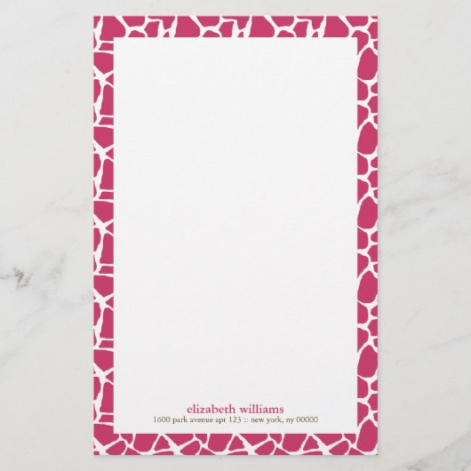 Fuchsia Giraffe Pattern Briefpapier (Voorkant)