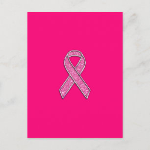 Fuchsia Glitter Style Pink Ribbon Awareness Briefkaart