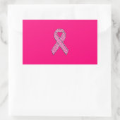 Fuchsia Glitter Style Pink Ribbon Awareness Rechthoekige Sticker (Tas)