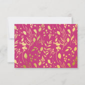 Fuchsia Gold Blossom Floral Wedding RSVP (Dos)