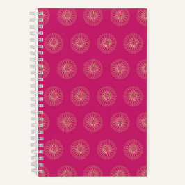 Fuchsia | Golden Zinnia Flower Medallions Notitieboek