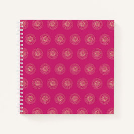 Fuchsia | Golden Zinnia Flower Medallions Notitieboek