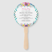 Fuchsia Goud Bloemen Chique Huwelijksprogramma Han Handwaaier (Achterkant)