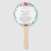 Fuchsia Goud Bloemen Chique Huwelijksprogramma Han Handwaaier (Voorkant)