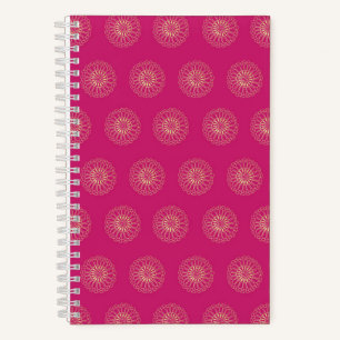 Fuchsia Gouden Zinnia Bloem Medaillons Notitieboek