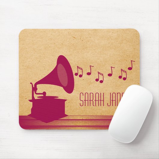 Fuchsia  Gramophone Mousepad Muismat (Met muis)