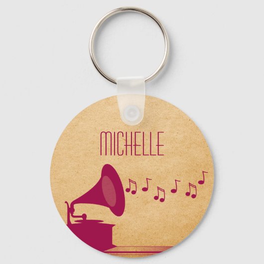 Fuchsia Gramophone Sleutelhanger (Voorkant)