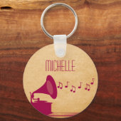 Fuchsia Gramophone Sleutelhanger (Voorkant)