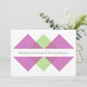 Fuchsia Green Geometric Triad Wedding Invite Kaart (Staand voorkant)