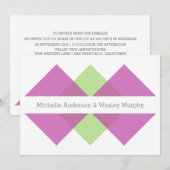 Fuchsia Green Geometric Triad Wedding Invite Kaart (Voorkant / Achterkant)