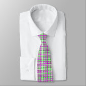 Fuchsia & Green Interlocking Stripes Stropdas (Gebonden)