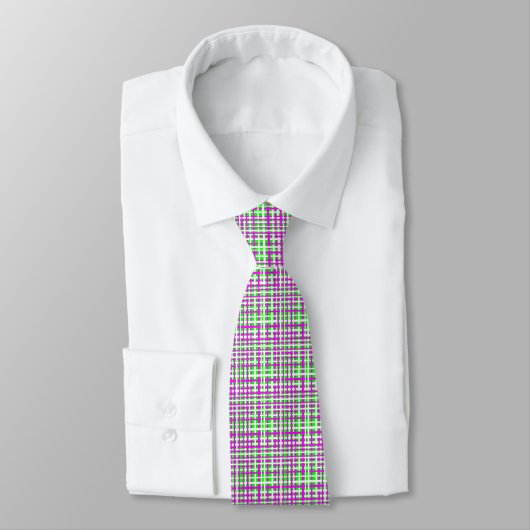 Fuchsia & Green Interlocking Stripes Stropdas (Gebonden)