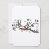 Fuchsia & Grey Vintage Birds Invitation au mariage (Dos)