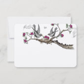 Fuchsia & Grey Vintage Birds Invitations de mariag (Dos)