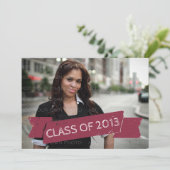 Fuchsia Grunge Banner 2013 Grad Invitation (Debout devant)