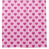 Fuchsia Hart Patroon Roze Preppy2k Douchegordijn (Voorkant)
