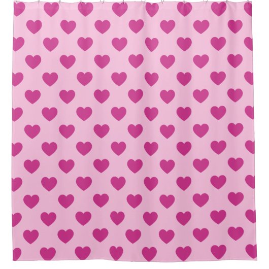 Fuchsia Hart Patroon Roze Preppy2k Douchegordijn (Voorkant)