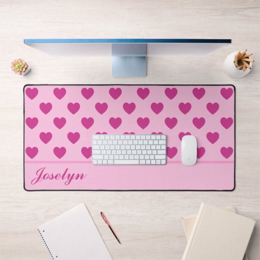Fuchsia Heart Motif Nom manuscrit rose (Bureau 1)